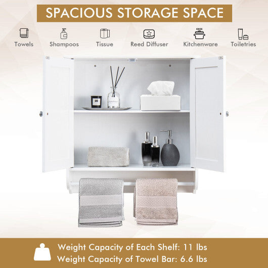 Wall Mounted Bathroom Storage Medicine Cabinet with Towel Bar-Brown LuxuryLifeWay Online Store