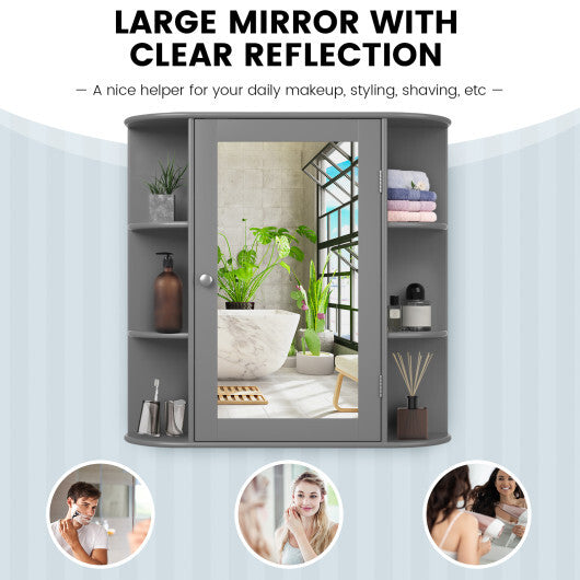 Multipurpose Mount Wall Mirror Bathroom Storage Cabinet-White LuxuryLifeWay Online Store