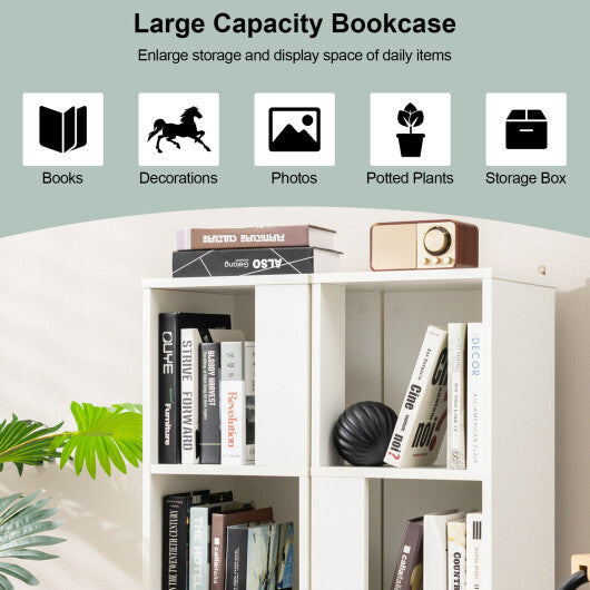 3-Tier 6 Cube Freestanding Bookcase with Anti-toppling Device-White LuxuryLifeWay Online Store