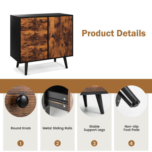 Mid-Century Wood Storage Cabinet with Door and 3 Drawers LuxuryLifeWay Online Store