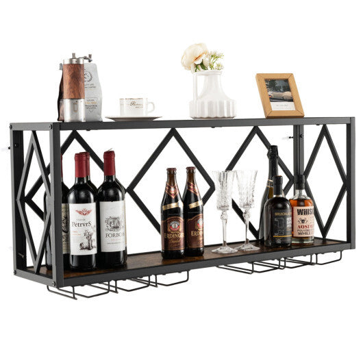 Wall Mounted Wine Rack for 39 Bottles and 12 Glasses LuxuryLifeWay Online Store