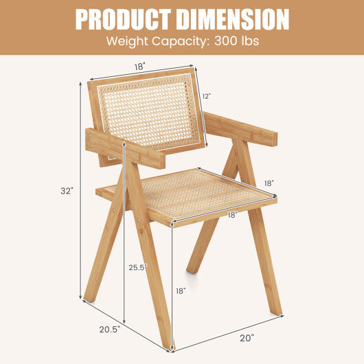 Set of 2 Rattan Accent Chairs with Natural Bamboo Frame-Natural LuxuryLifeWay Online Store