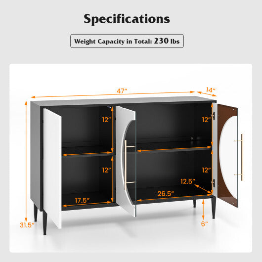 Sideboard Cabinet with Tempered Glass Door for Living Room Dining Room Kitchen-White LuxuryLifeWay Online Store