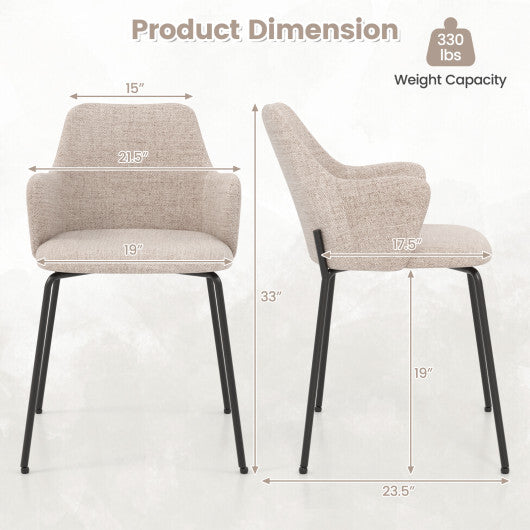 Dining Chairs Set of 2 with Curved Backrest Wide Seat and Armrests-Gray LuxuryLifeWay Online Store