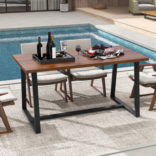 Large Dining Table with Heavy-duty Metal Frame and Anti-slip Foot Pads-Black LuxuryLifeWay Online Store