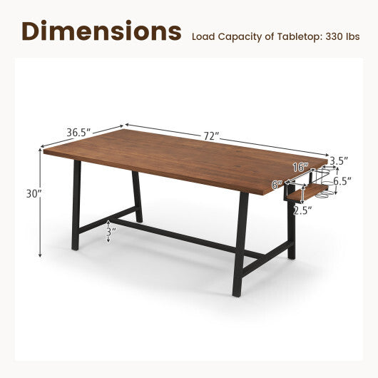72 Inch Dining Table Rectangular Kitchen Table with 2-Bottle Wine Rack for 5-7-Walnut LuxuryLifeWay Online Store