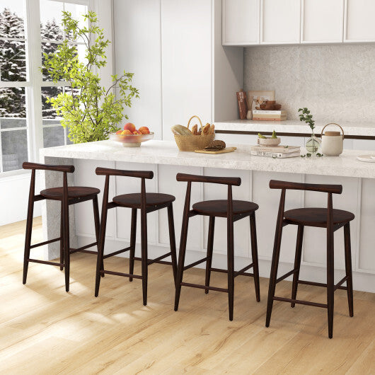 Counter Height Bar Chair Set with Acacia Wood Frame and Supporting Legs-White LuxuryLifeWay Online Store