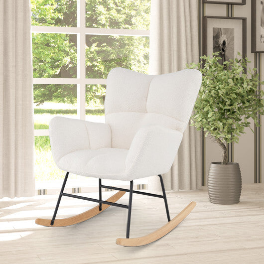 Nursery Rocking Chair with Comfy Backrest and Armrest-Beige LuxuryLifeWay Online Store