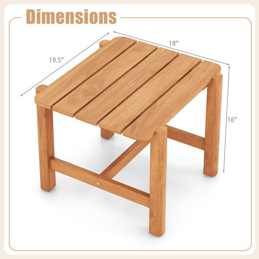 Patio Teak Wood Side Table with Slatted Tabletop for Yard LuxuryLifeWay Online Store