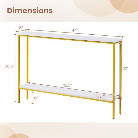 44 Inch Console Table with Shelf with Dual Anti-Tipping Kits-White LuxuryLifeWay Online Store