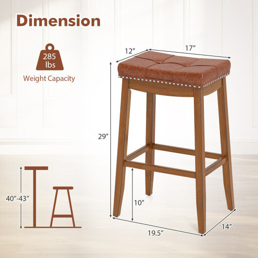 25/29 Inch Set of 2 Upholstered PU Leather Bar Stools with Saddle Seat-25 inches LuxuryLifeWay Online Store