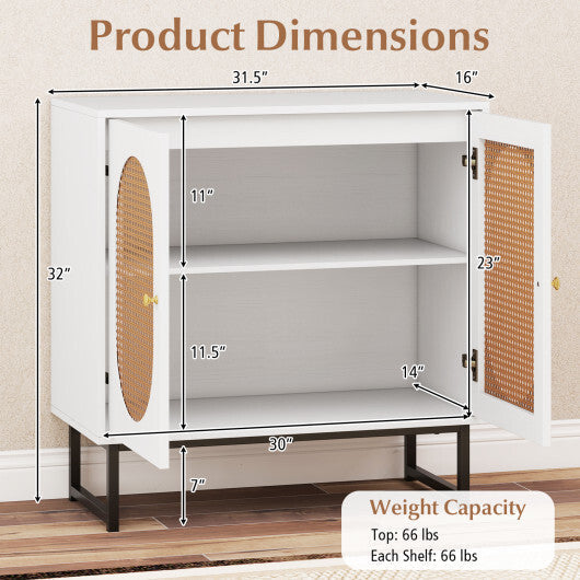 Buffet Cabinet Rattan Storage Cabinet with 2 Doors and Adjustable Shelf-Natural LuxuryLifeWay Online Store