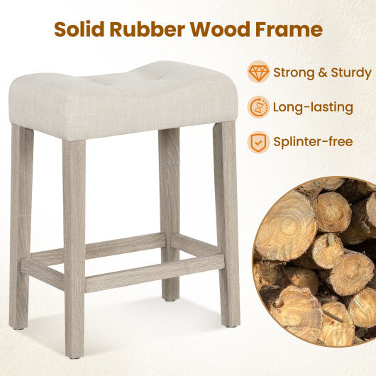 Set of 2 Upholstered Counter Height Bar Stool with Curved Saddle-Seat-Light Gray LuxuryLifeWay Online Store