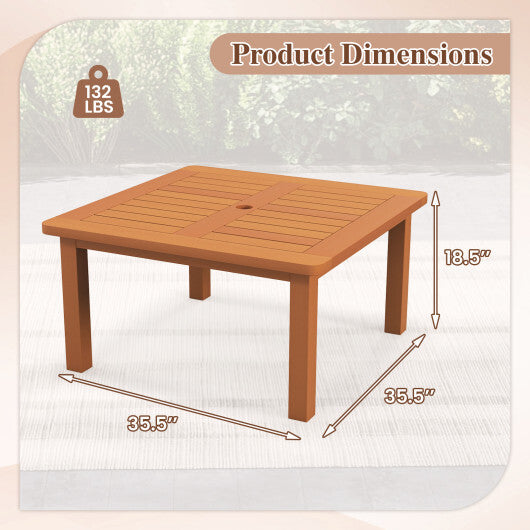 Patio Coffee Table with Umbrella Hole and Teak Oil Finish LuxuryLifeWay Online Store