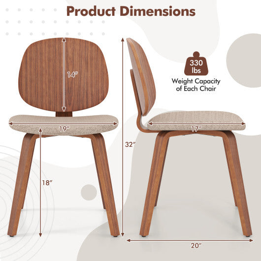 Wooden Dining Chair Set of 2 with Bentwood Frame and Padded Seat-Walnut LuxuryLifeWay Online Store