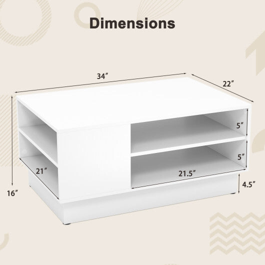 Modern Coffee Table with 2-Tier Open Storage Shelves-White LuxuryLifeWay Online Store