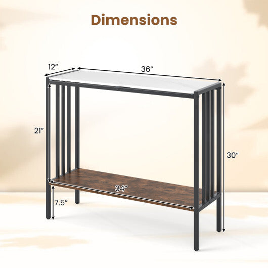 36 Inch Console Table 2-Tier Industrial Foyer Table with Sintered Stone Tabletop LuxuryLifeWay Online Store
