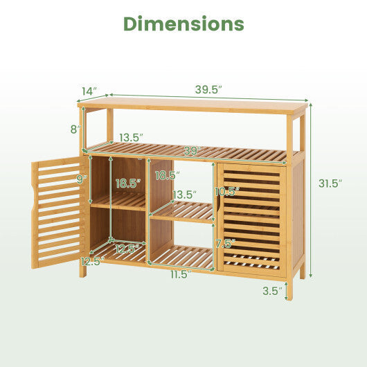 Bamboo Bathroom Cabinet with Shelves and Doors-Natural LuxuryLifeWay Online Store
