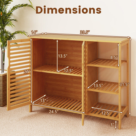 Bamboo Bathroom Cabinet 2-Door Storage Organizer with Shelves-Natural LuxuryLifeWay Online Store
