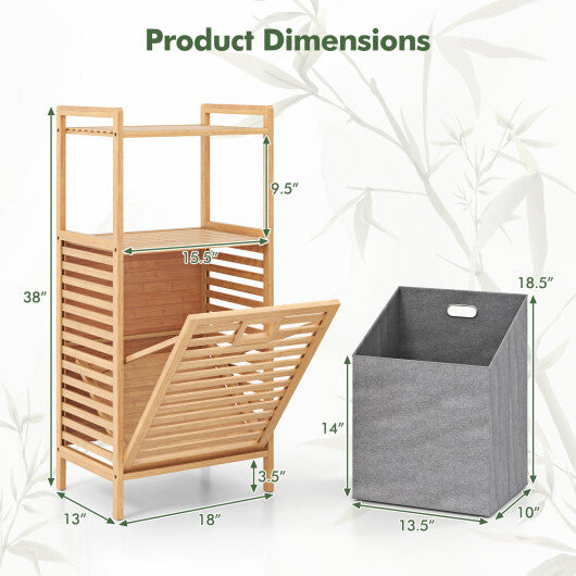 Bamboo Tilt out Laundry Hamper with Foldable and Removable Basket-Natural LuxuryLifeWay Online Store