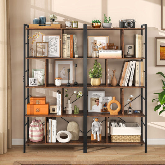 5-tier Bookcase 61 Inch Tall Industrial Bookshelf with Metal Frame LuxuryLifeWay Online Store