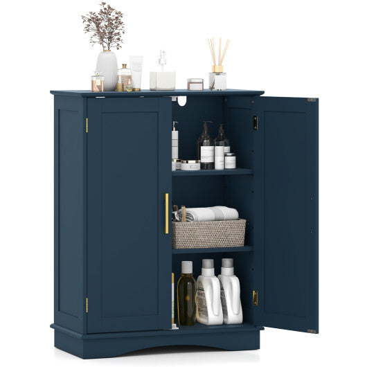 Bathroom Floor Storage Cabinet with 2 Doors and Adjustable Shelves-Black LuxuryLifeWay Online Store