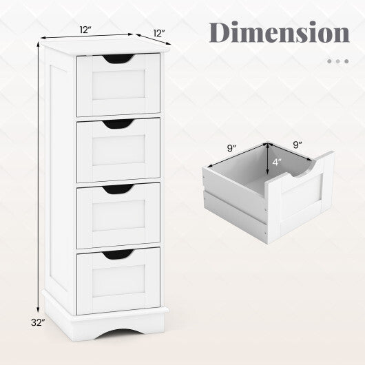Bathroom Storage Cabinet with Cutout Handles and 4 Drawers-Black LuxuryLifeWay Online Store
