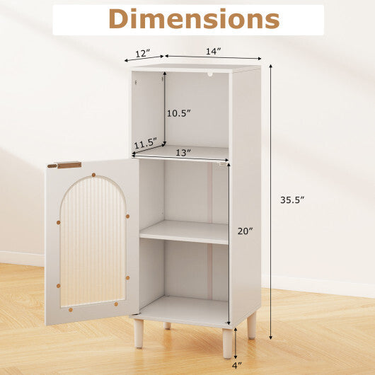 Bathroom Floor Cabinet Wood Side Storage Organizer with Adjustable Shelf-Black LuxuryLifeWay Online Store