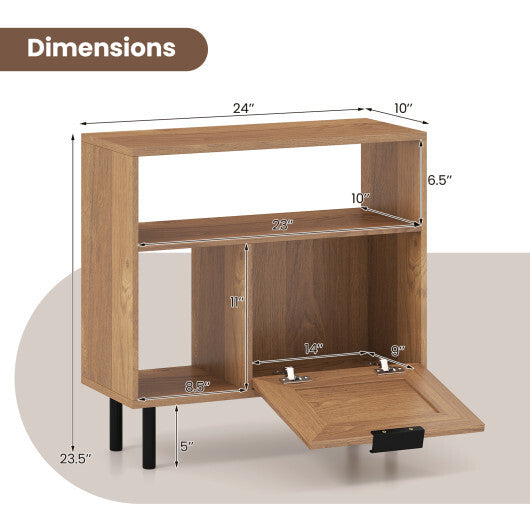 Accent Side End Table with Storage Shelf and Cabinet for Small Space-Natural LuxuryLifeWay Online Store