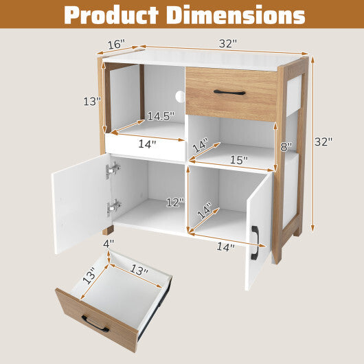 Kitchen Storage Cabinet with Drawer Pull-Out Shelf and 2 Doors-White LuxuryLifeWay Online Store