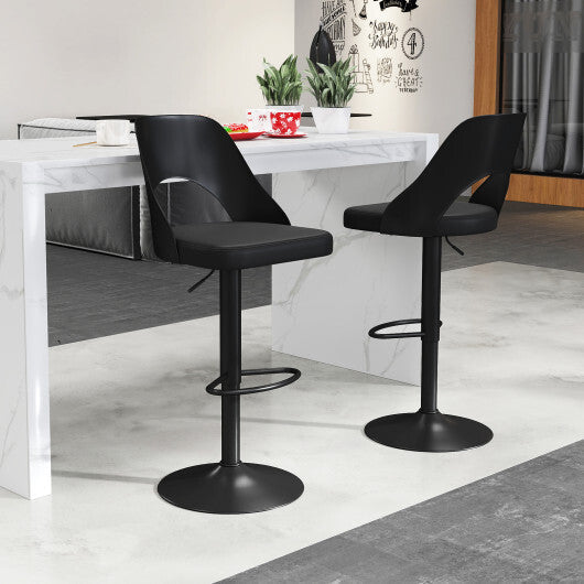 Bar Stools Set of 2 with Enlarged PU Leather Seat and Footrest-White LuxuryLifeWay Online Store