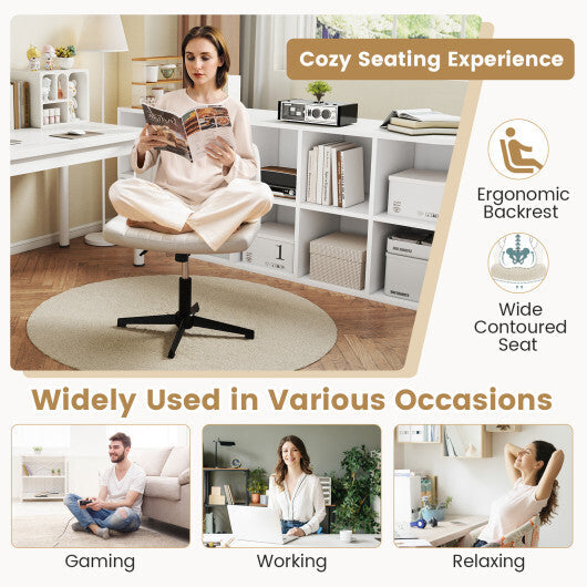 Criss Cross-Legged Swivel Desk Chair No Wheels-Gray LuxuryLifeWay Online Store