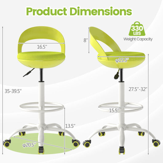 Drafting Stool Rolling Tall Desk Chair with Wheels-Green LuxuryLifeWay Online Store
