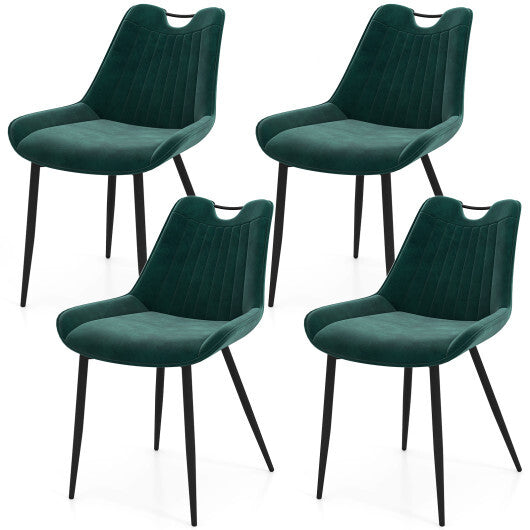 Dining Chair Set of 4 Faux Leather Upholstered Kitchen Chairs with Metal Legs-Gray LuxuryLifeWay Online Store