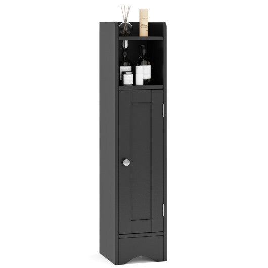 Slim Bathroom Cabinet Corner with 1 Door and Adjustable Shelves-White LuxuryLifeWay Online Store