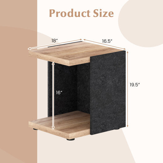 End Table 2-Tier Sofa Side Table with Open Storage Shelf-Oak LuxuryLifeWay Online Store