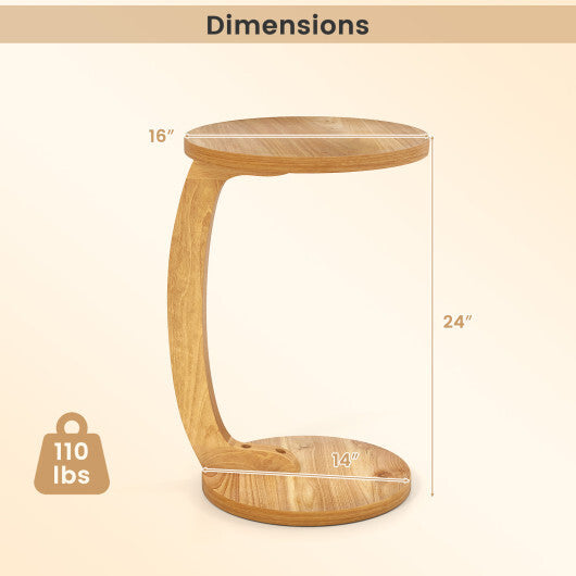 24 Inch Round C-shaped Side Table with Thickened Top and Sturdy Base LuxuryLifeWay Online Store