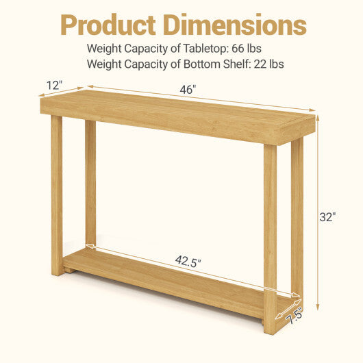 46 Inch Solid Wood Console Table 2-Tier Narrow Farmhouse Sofa Table LuxuryLifeWay Online Store