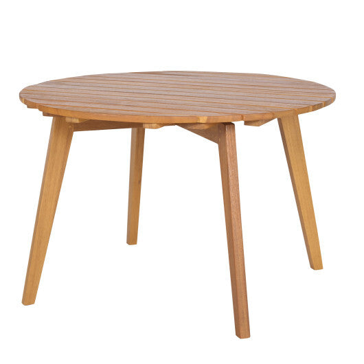 Round Outdoor Acacia Wood Side Table with Slatted Tabletop LuxuryLifeWay Online Store