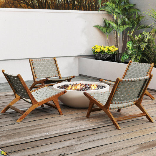 Patio Teak Wood Chair Outdoor Mid-Century Accent Chair with Nylon Webbing Seat LuxuryLifeWay Online Store
