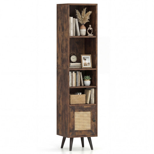 6-Tier Tall Narrow Bookcase 54 Inches Slim Storage Cabinet-Natural LuxuryLifeWay Online Store