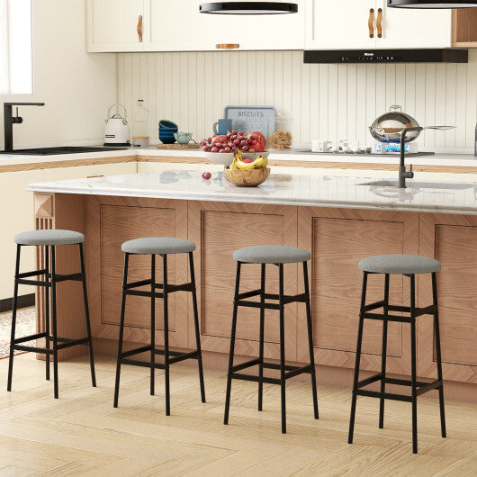 Bar Stools Set of 2 with Sturdy Metal Frame and Footrest-White LuxuryLifeWay Online Store