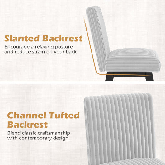Dining Chairs Set of 2 Fabric Upholstered Kitchen Chairs with Padded Seatand Rubber Wood Legs-Gray & White LuxuryLifeWay Online Store