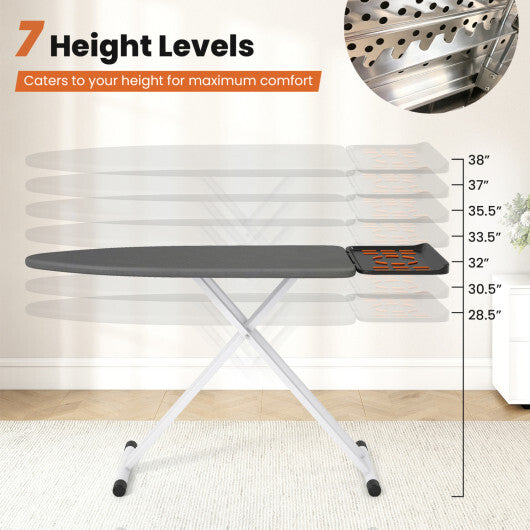 7 Adjustable Height Foldable Full Size Ironing Board with Iron Rest and Heat-resistant Surface LuxuryLifeWay Online Store