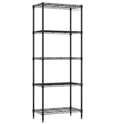 5-Tier Metal Storage Shelving Unit with V-Shaped Wire Rack and 750 LBS Capacity-Black LuxuryLifeWay Online Store