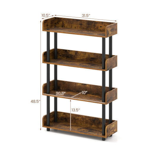 4-Tier Bookshelf Open Bookcase with Anti-Tipping Kit Industrial Storage Unit-Black LuxuryLifeWay Online Store