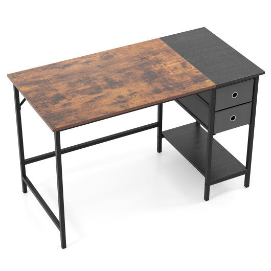 48 Inch Computer Desk with 2 Fabric Drawers Industrial Home Office Desk-Rustic Brown LuxuryLifeWay Online Store