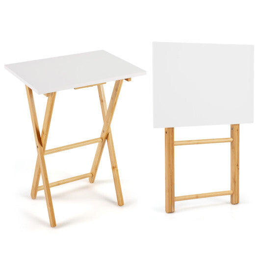 Folding TV Tray Tables Set of 2 for Small Spaces Bedroom and Living Room-White LuxuryLifeWay Online Store