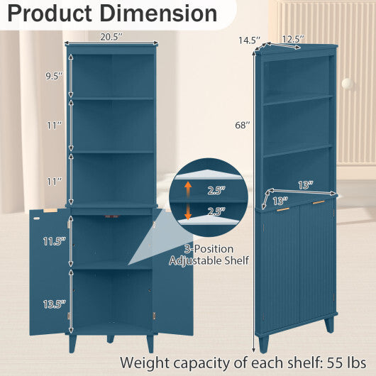 68 Inch Tall Bathroom Floor Storage Cabinet with Fluted Doors-White LuxuryLifeWay Online Store