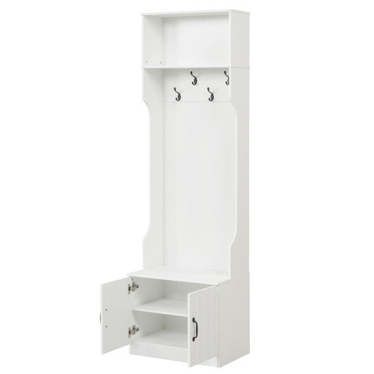 3-in-1 Hall Tree with Bench and Storage 23.5" Wide Mudroom Storage-WHite LuxuryLifeWay Online Store